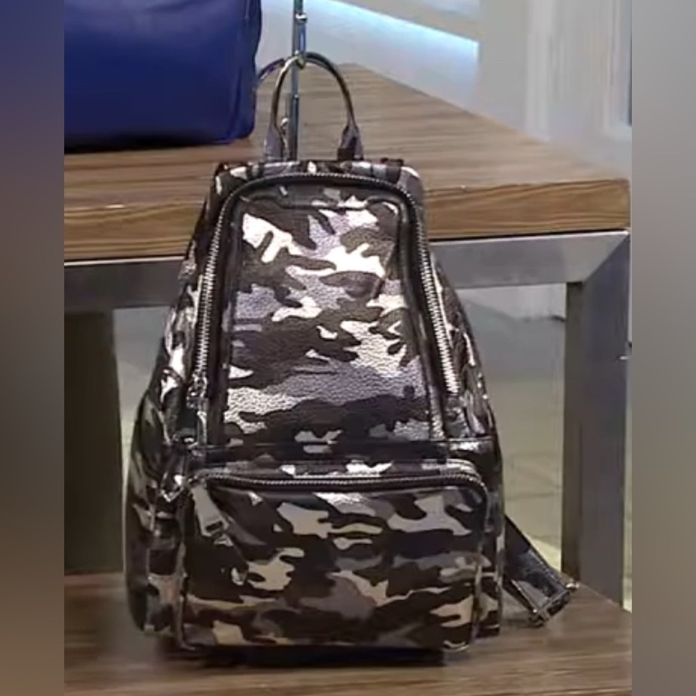 Aimee Kestenburg Metallic Camo Pebbled Leather Backpack